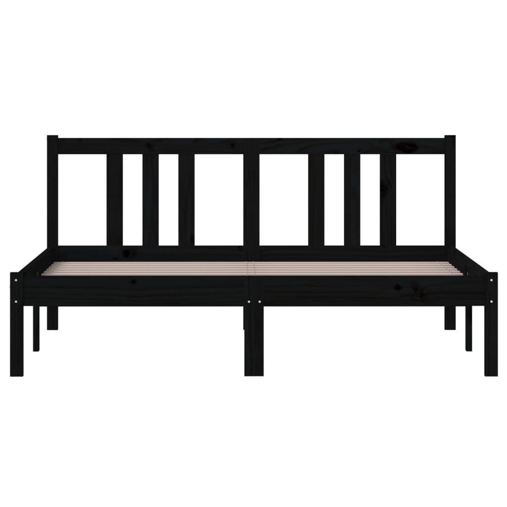 Massivholzbett Schwarz 140x190 cm