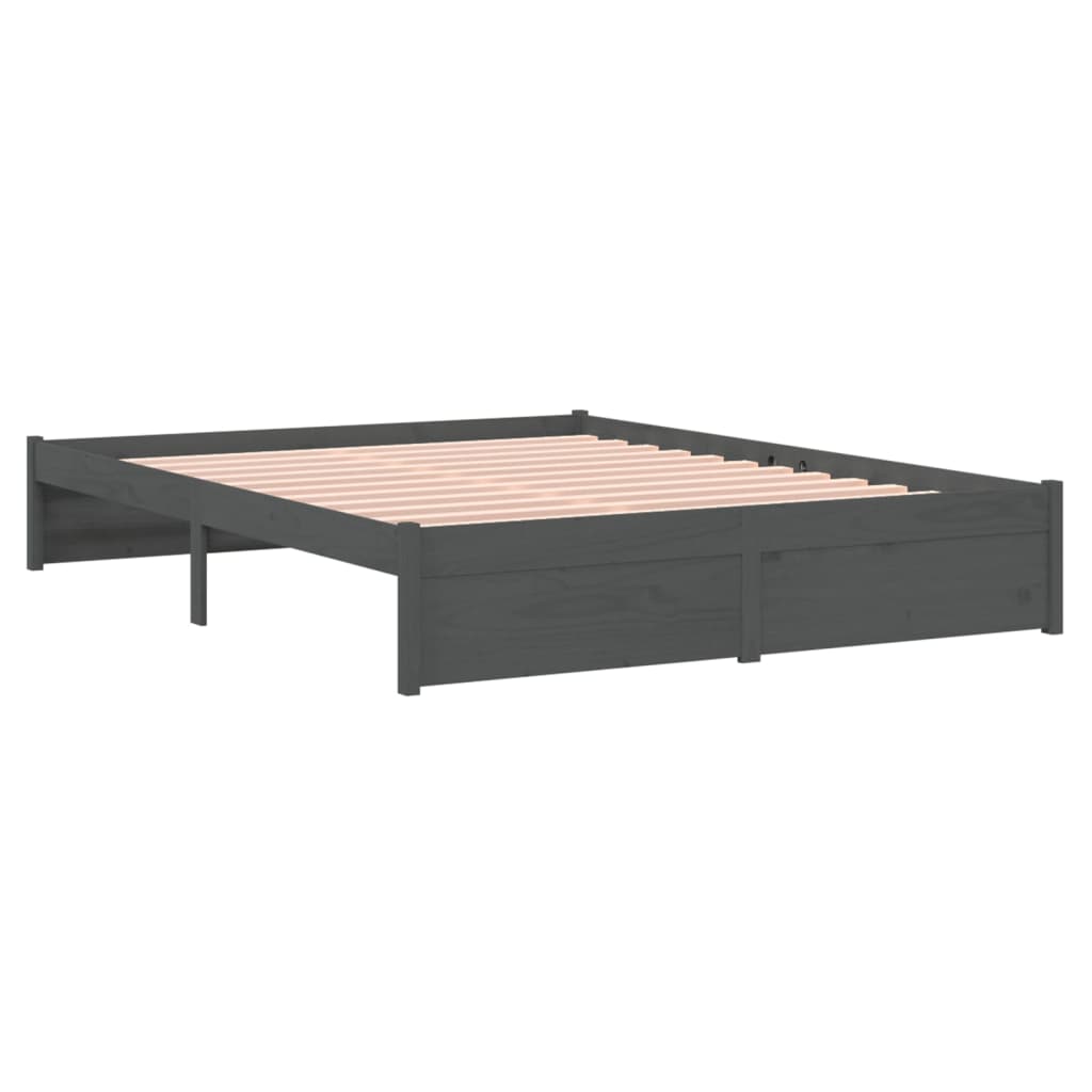 Massivholzbett Grau 135x190 cm 4FT6 Double