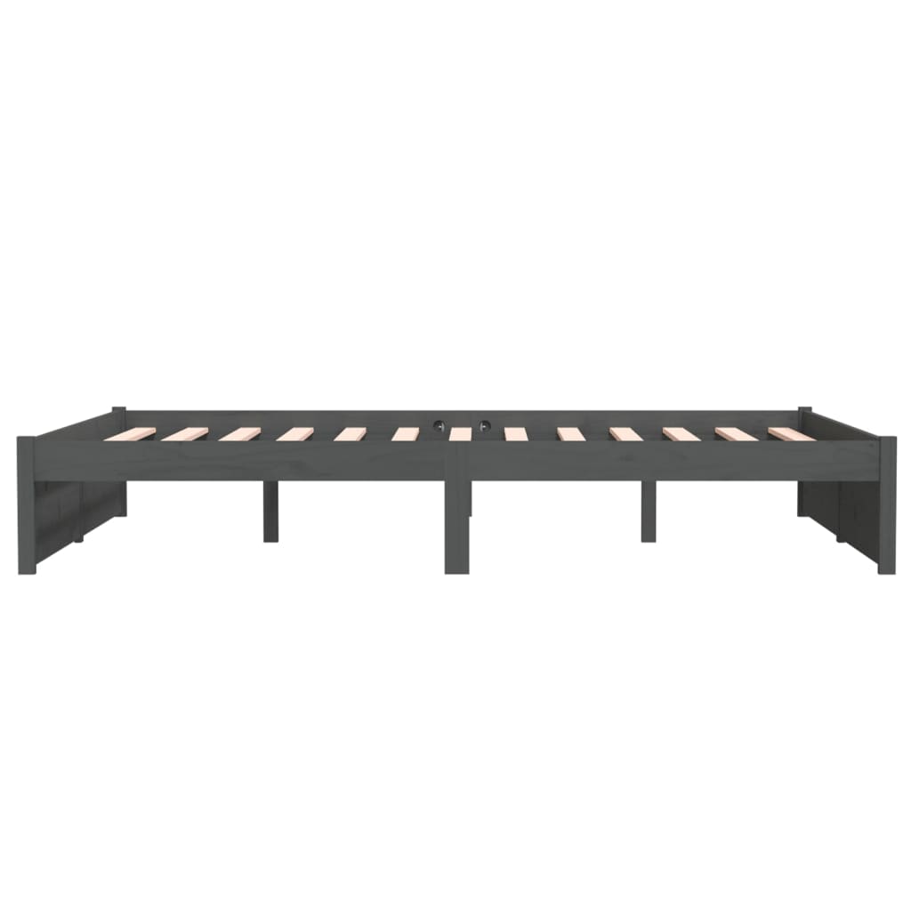 Massivholzbett Grau 135x190 cm 4FT6 Double