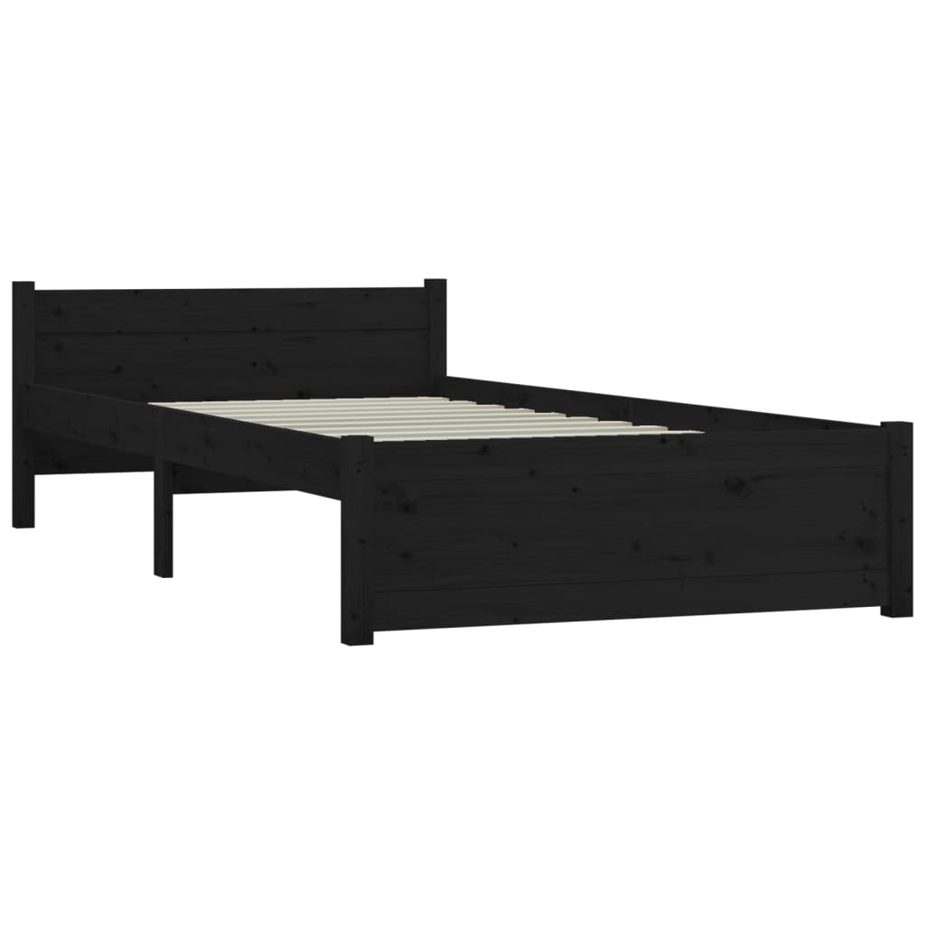 Massivholzbett Schwarz 90x190 cm 3FT Single