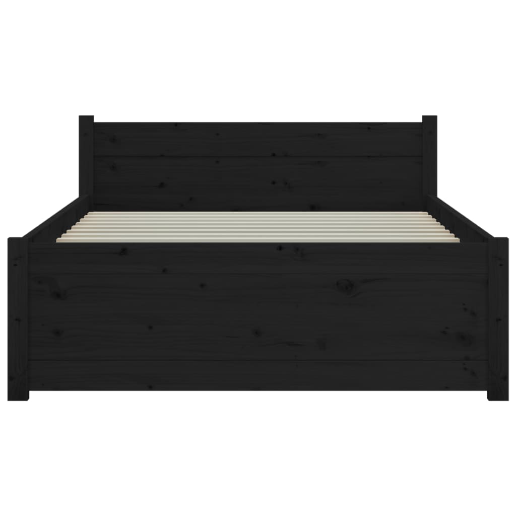 Massivholzbett Schwarz 90x190 cm 3FT Single