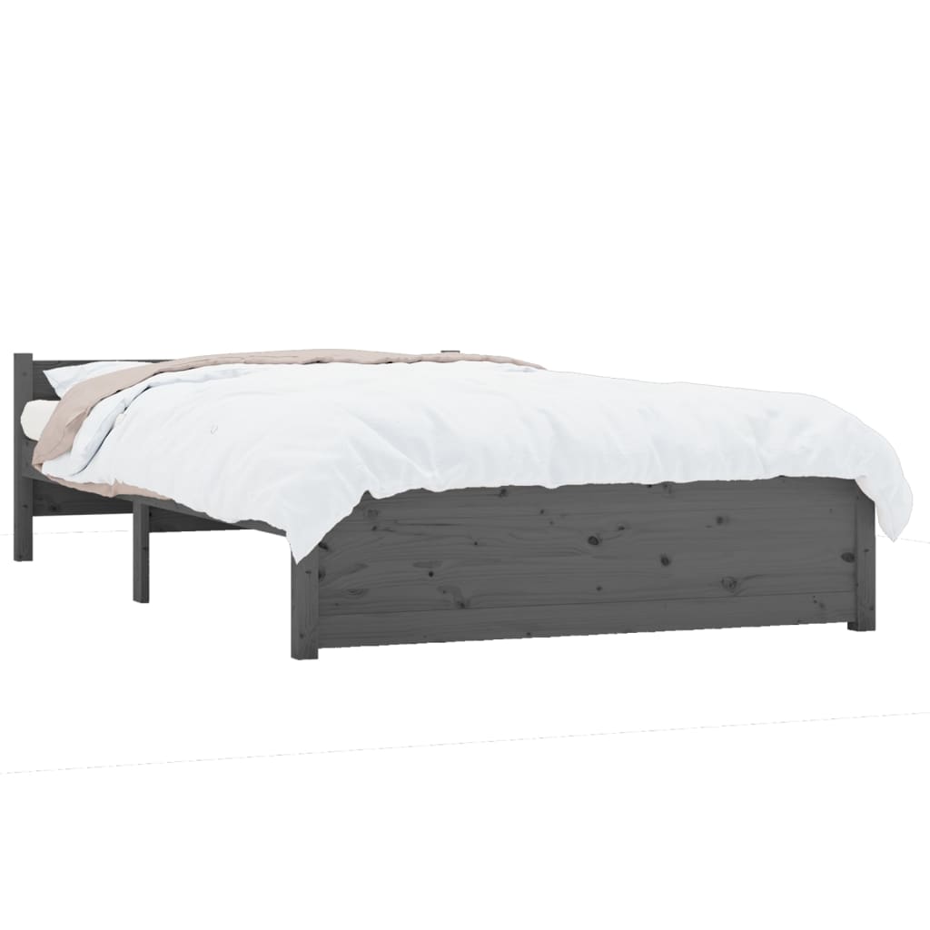 Massivholzbett Grau 135x190 cm 4FT6 Double
