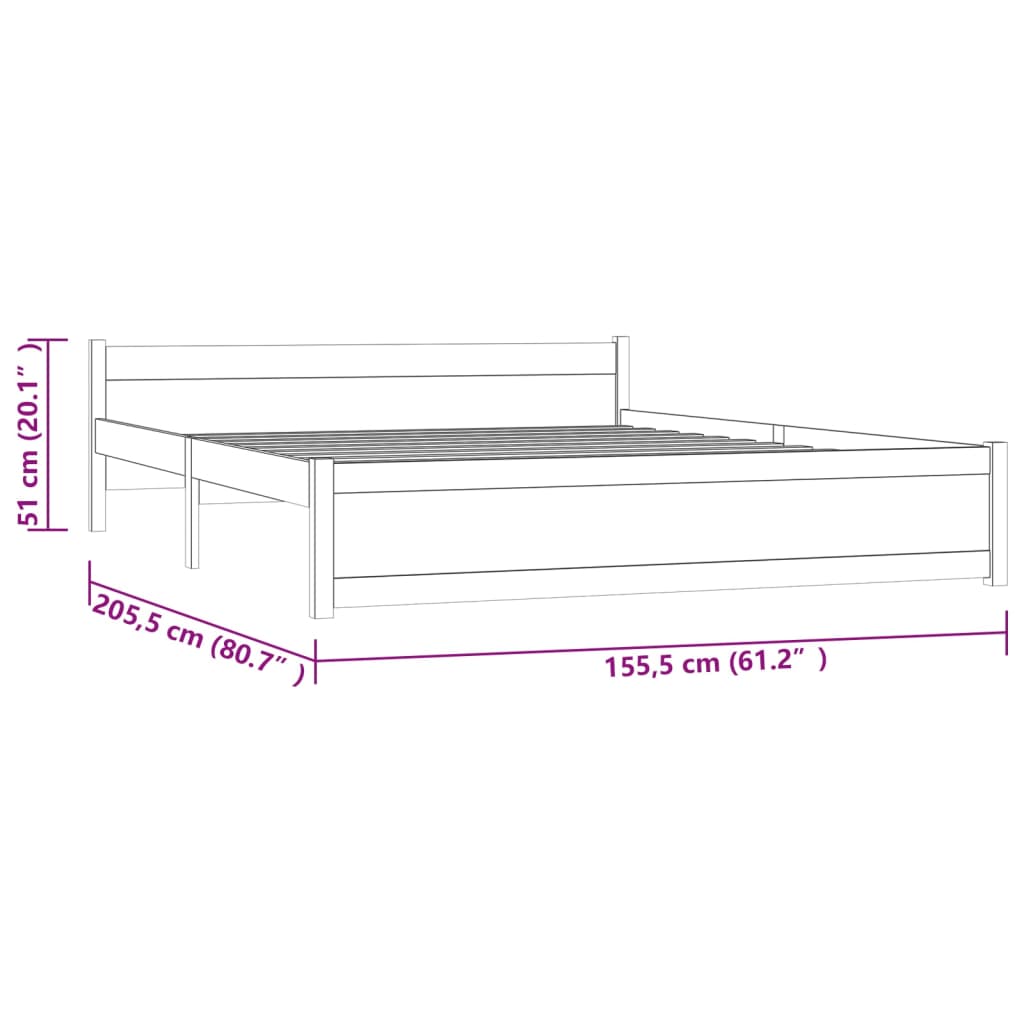 Massivholzbett 150x200 cm 5FT King Size