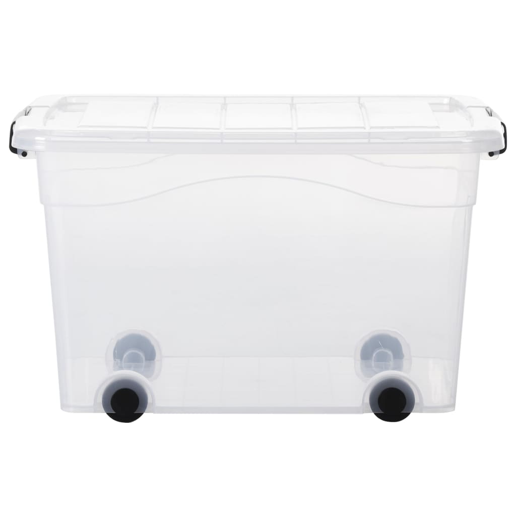 Aufbewahrungsboxen mit Rollen & Deckeln 2 Stk. Transparent 60 L