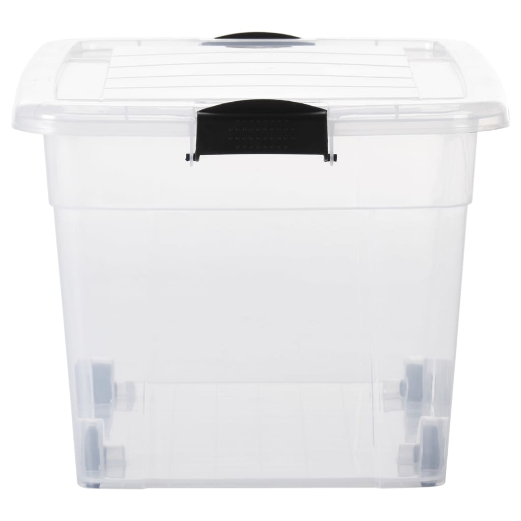 Aufbewahrungsboxen mit Rollen & Deckeln 2 Stk. Transparent 60 L