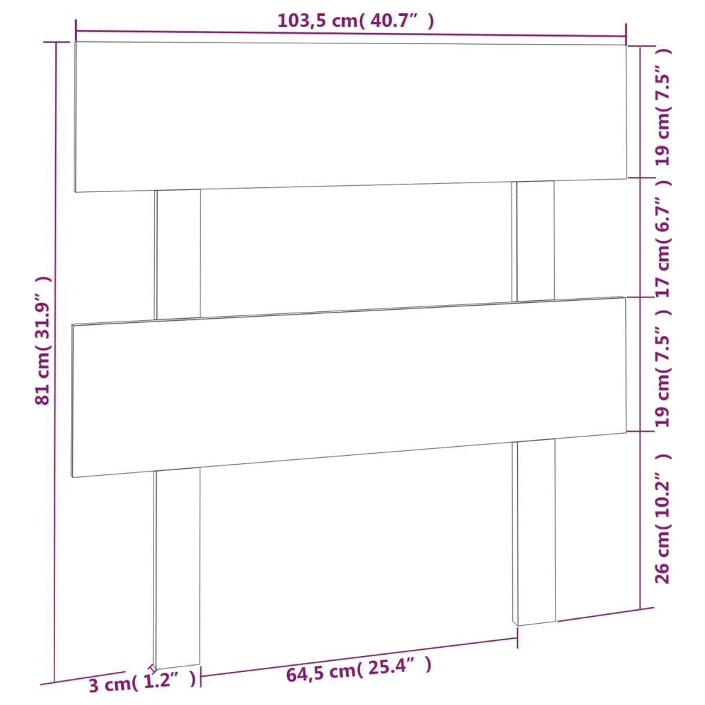 Bett-Kopfteil 103,5x3x81 cm Massivholz Kiefer