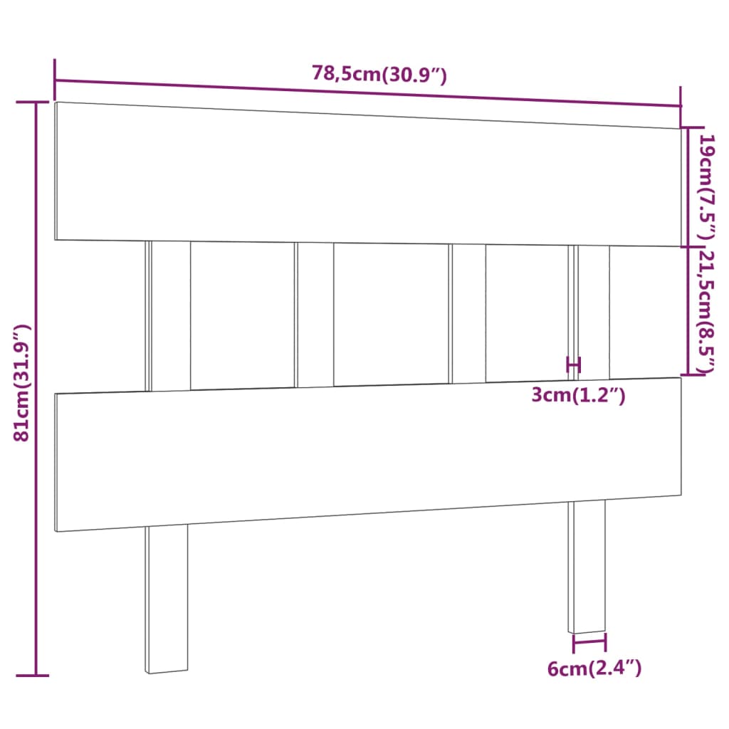 Kopfteil Grau 78,5x3x81 cm Massivholz Kiefer