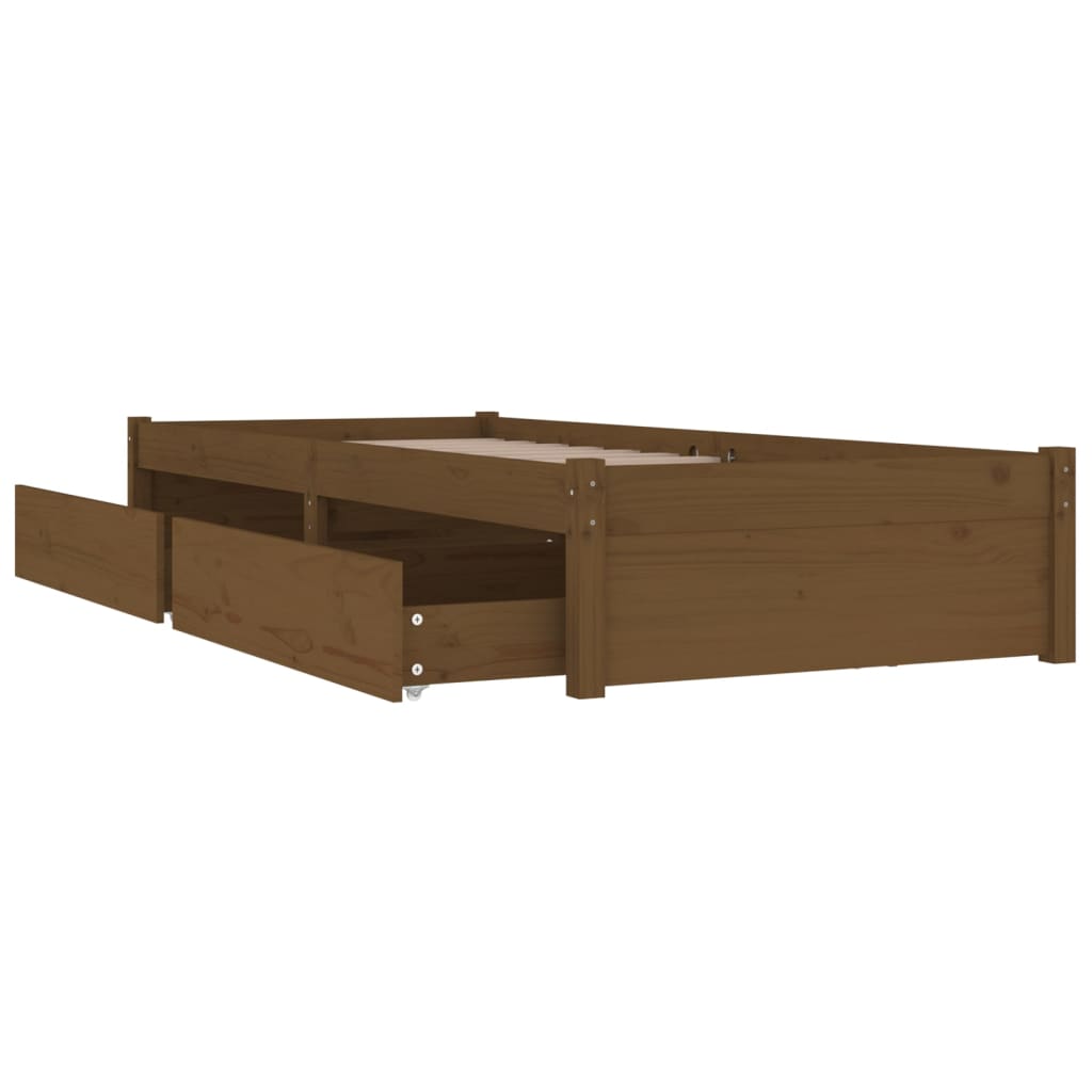 Bett mit Schubladen Honigbraun 100x200 cm