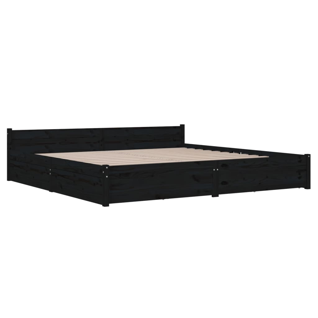 Bett mit Schubladen Schwarz 180x200 cm 6FT Super King
