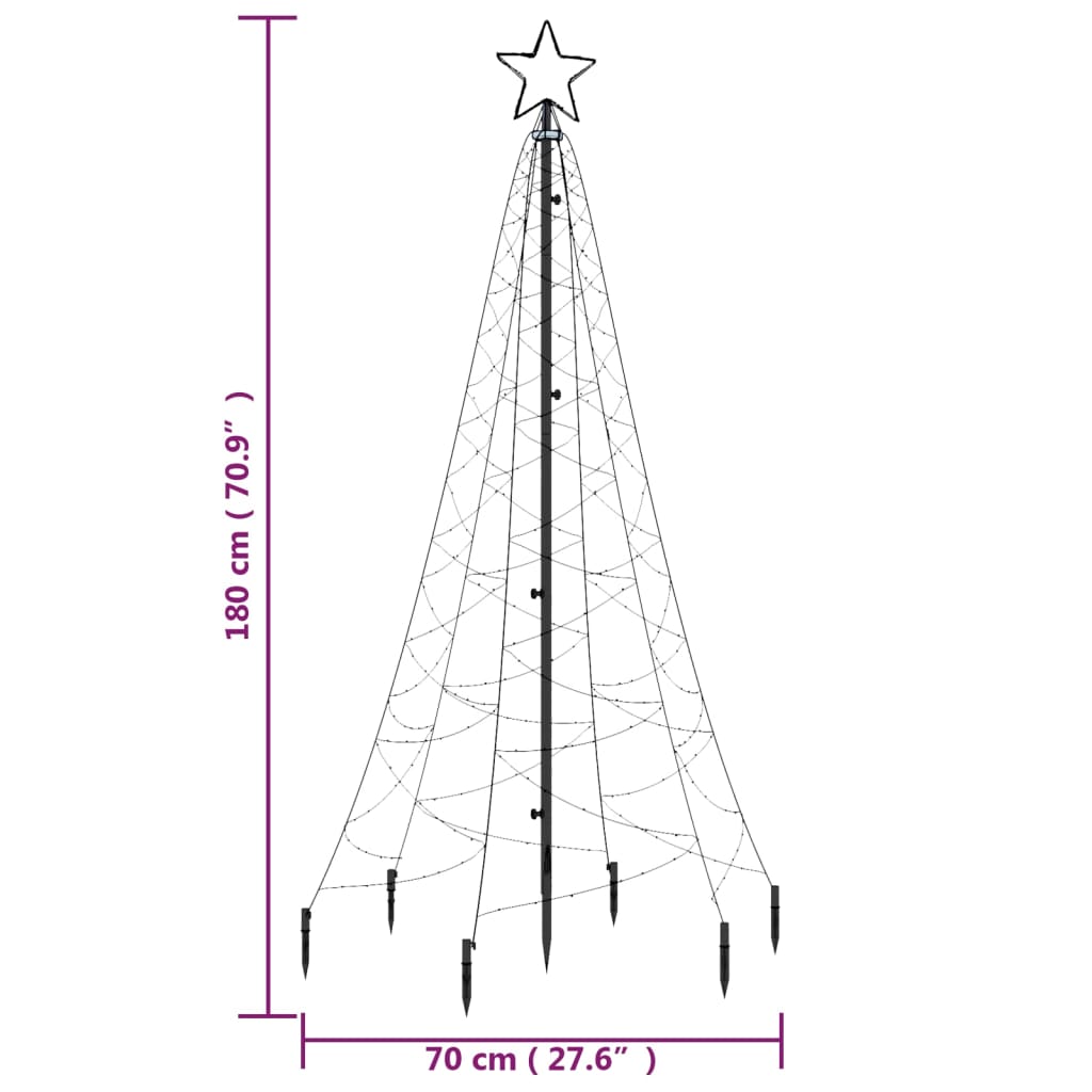 LED-Weihnachtsbaum mit Erdnägeln Warmweiß 200 LEDs 180 cm