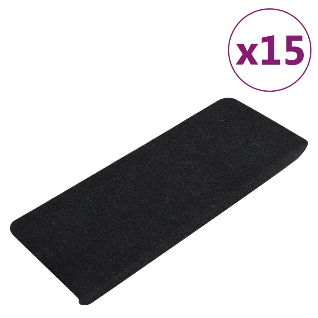 Stufenmatten Selbstklebend 15 Stk. 65x28 cm Schwarz