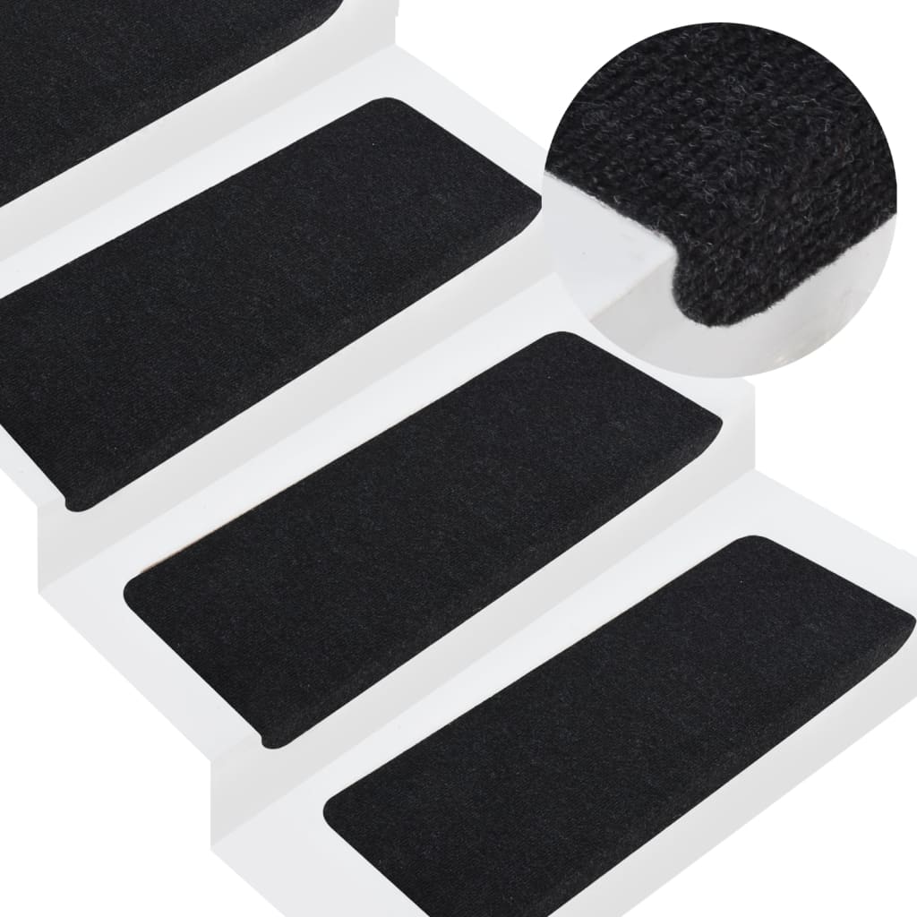 Stufenmatten Selbstklebend 15 Stk. 65x28 cm Schwarz