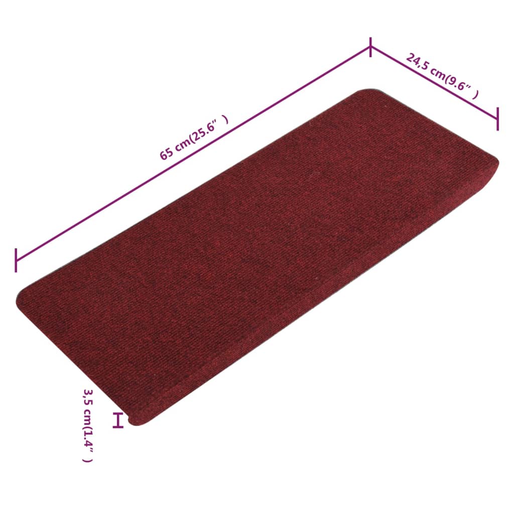 Stufenmatten Selbstklebend 15 Stk. 65x24,5x3,5 cm Rot