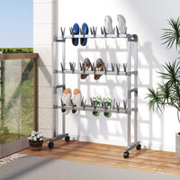Thumbnail for Schuhregal mit Rollen Silbern 66x27x100 cm
