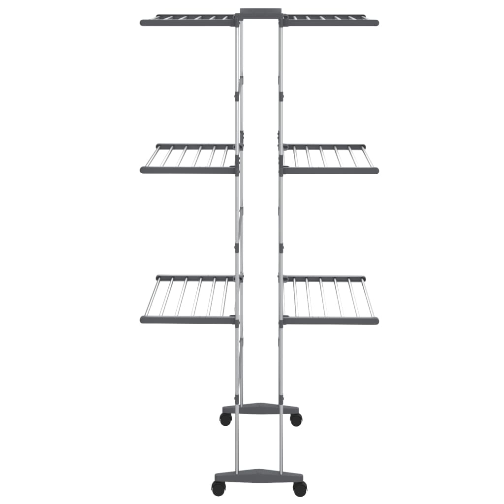 Wäscheständer 3 Etagen mit Rollen Silbern 60x70x166 cm
