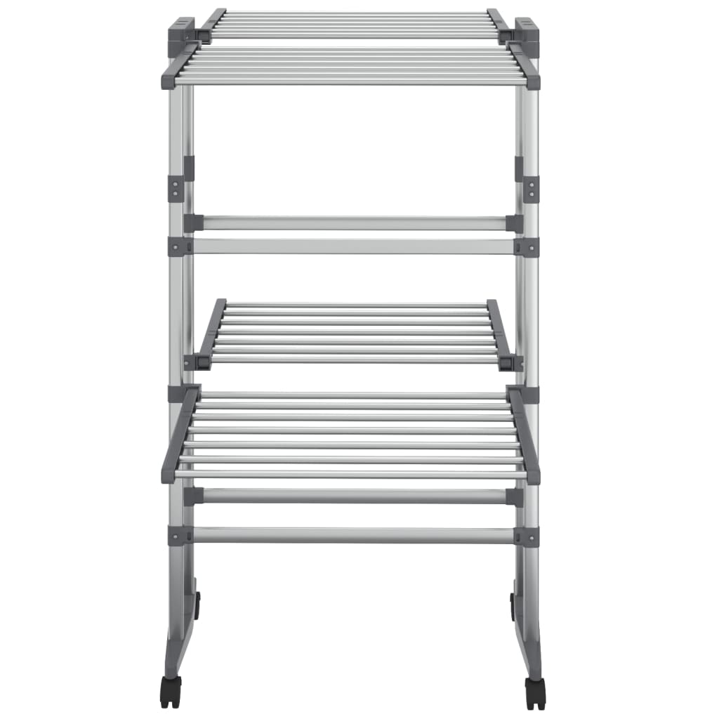 Wäscheständer 2 Etagen mit Rollen Silbern 60x70x106 cm