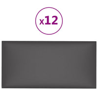 Thumbnail for Wandpaneele 12 Stk. Grau 30x15 cm Kunstleder 0,54 m²