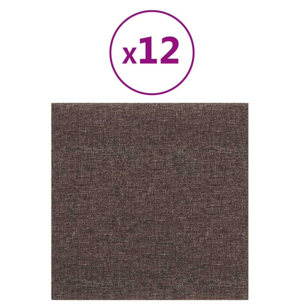 Wandpaneele 12 Stk. Taupe 30x30 cm Stoff 1,08 m²