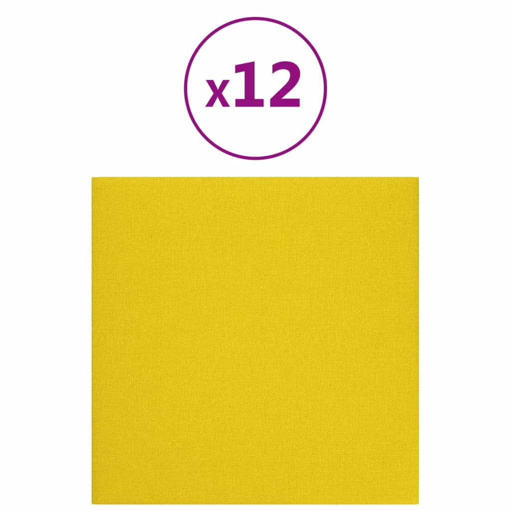 Wandpaneele 12 Stk. Gelb 30x30 cm Stoff 1,08 m²