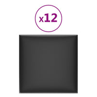 Thumbnail for Wandpaneele 12 Stk. Schwarz 30x30 cm Kunstleder 1,08 m²
