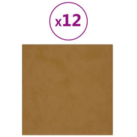 Thumbnail for Wandpaneele 12 Stk. Braun 30x30 cm Samt 1,08 m²