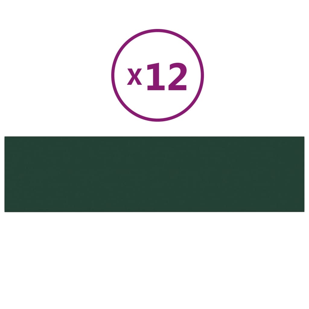 Wandpaneele 12 Stk. Dunkelgrün 60x15 cm Stoff 1,08 m²