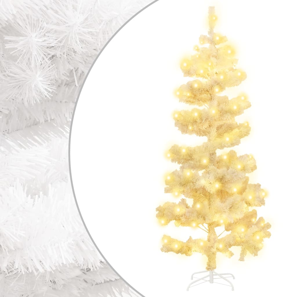 Spiral-Weihnachtsbaum mit Ständer und LEDs Weiß 150 cm PVC