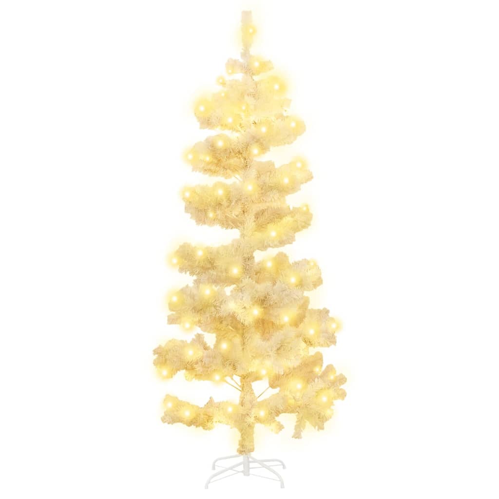 Spiral-Weihnachtsbaum mit Ständer und LEDs Weiß 150 cm PVC
