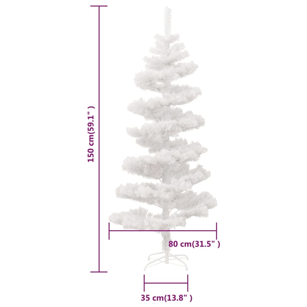 Spiral-Weihnachtsbaum mit Ständer und LEDs Weiß 150 cm PVC