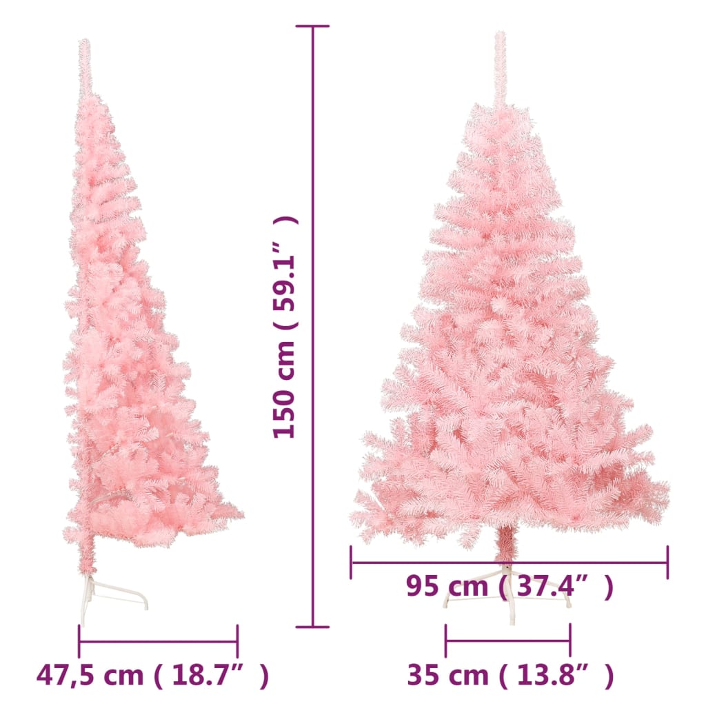 Künstlicher Halb-Weihnachtsbaum mit Ständer Rosa 150 cm PVC