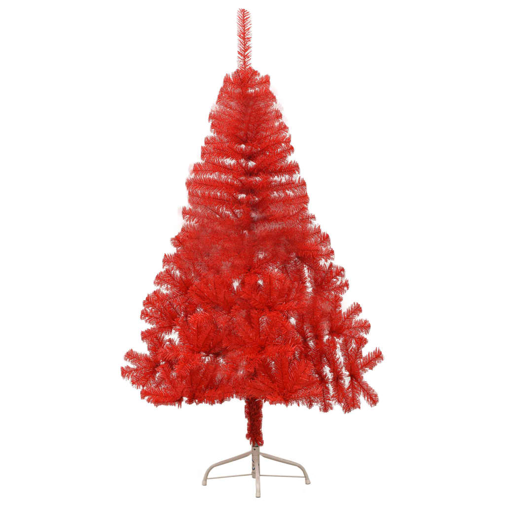 Künstlicher Halb-Weihnachtsbaum mit Ständer Rot 120 cm PVC