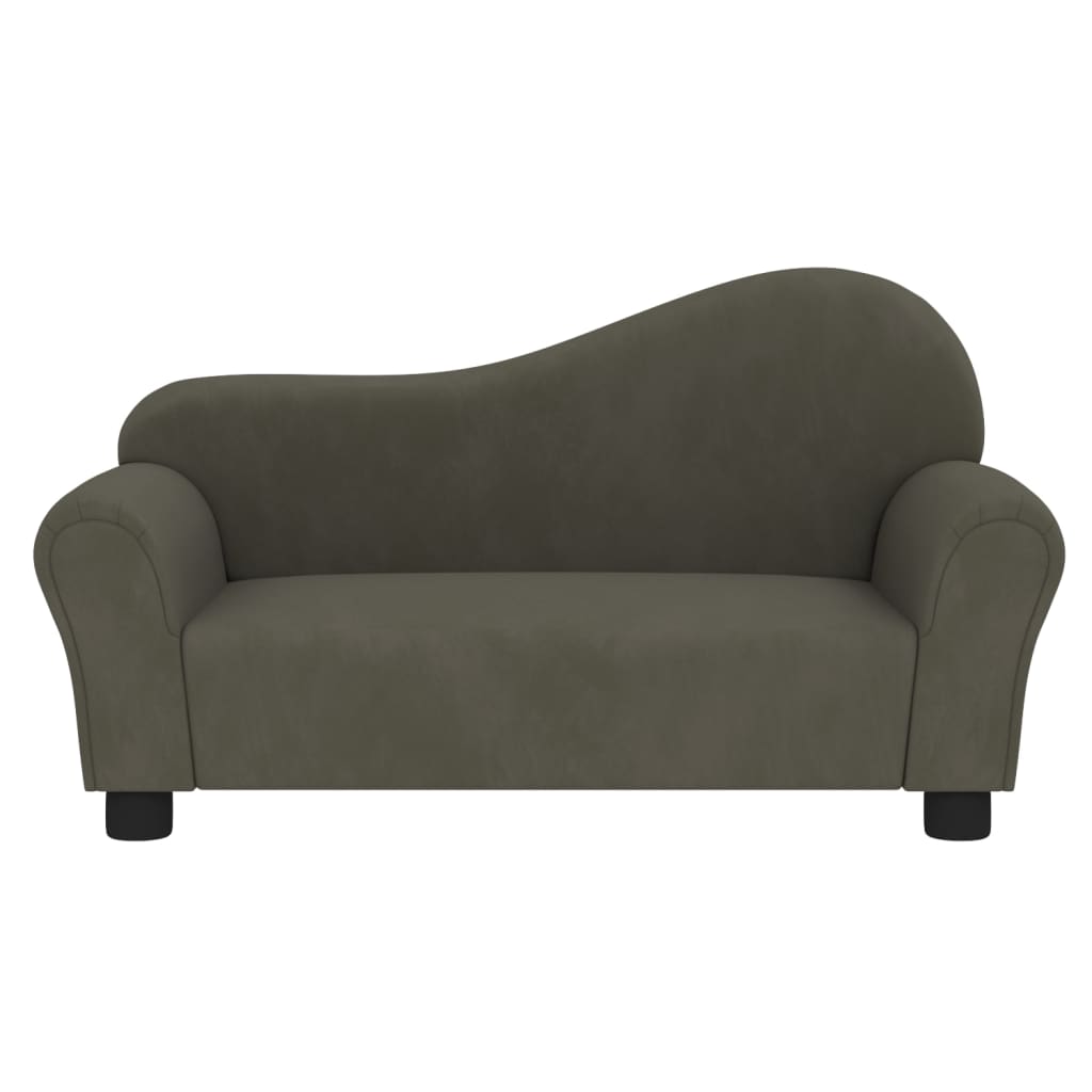 Kindersofa Dunkelgrau Samt