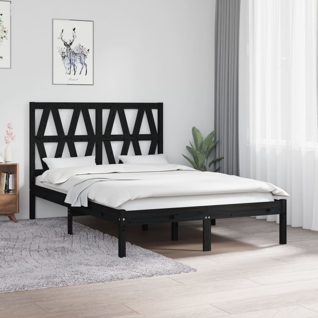 Massivholzbett Schwarz Kiefer 120x190 cm 4FT Small Double
