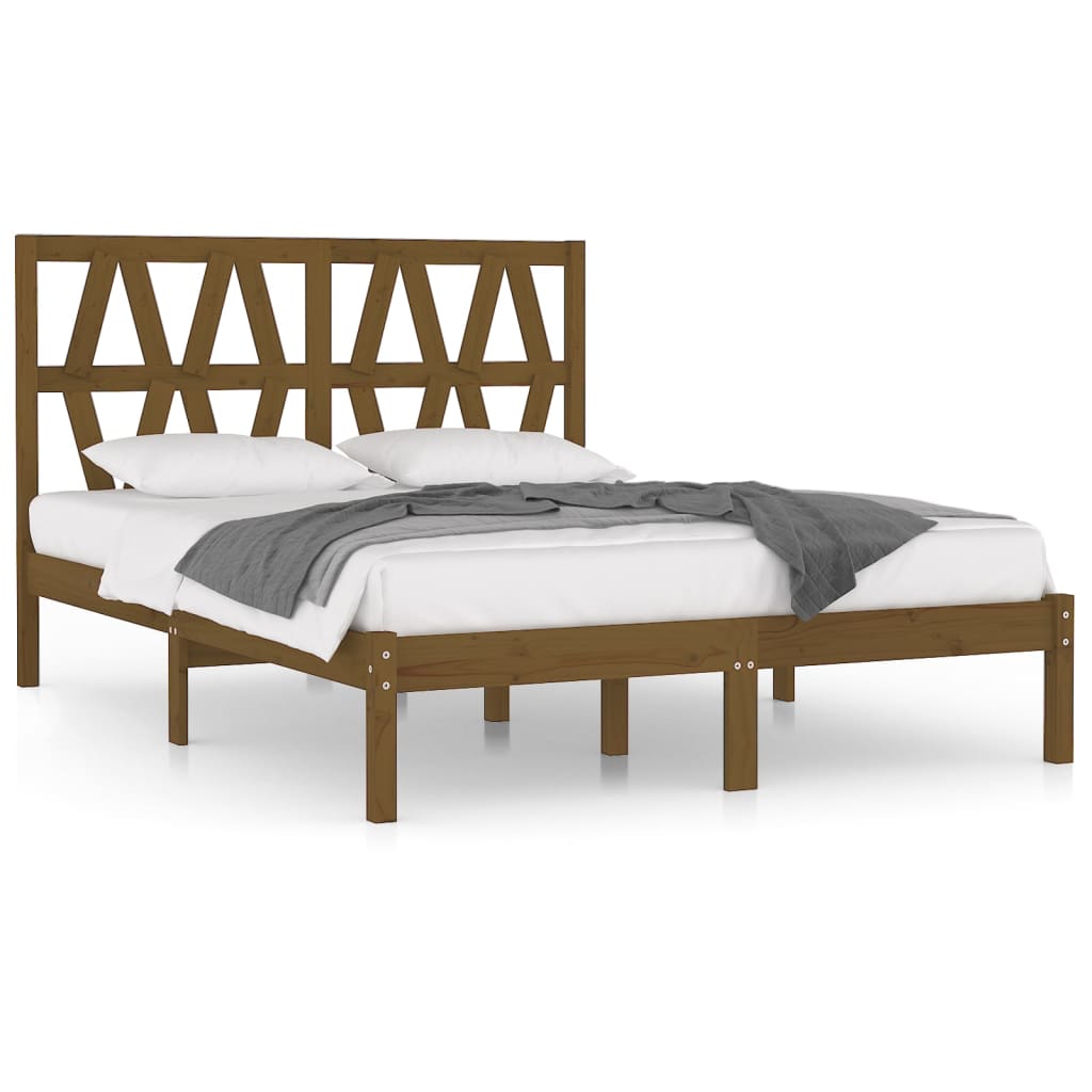 Massivholzbett Honigbraun Kiefer 135x190 cm 4FT6 Double