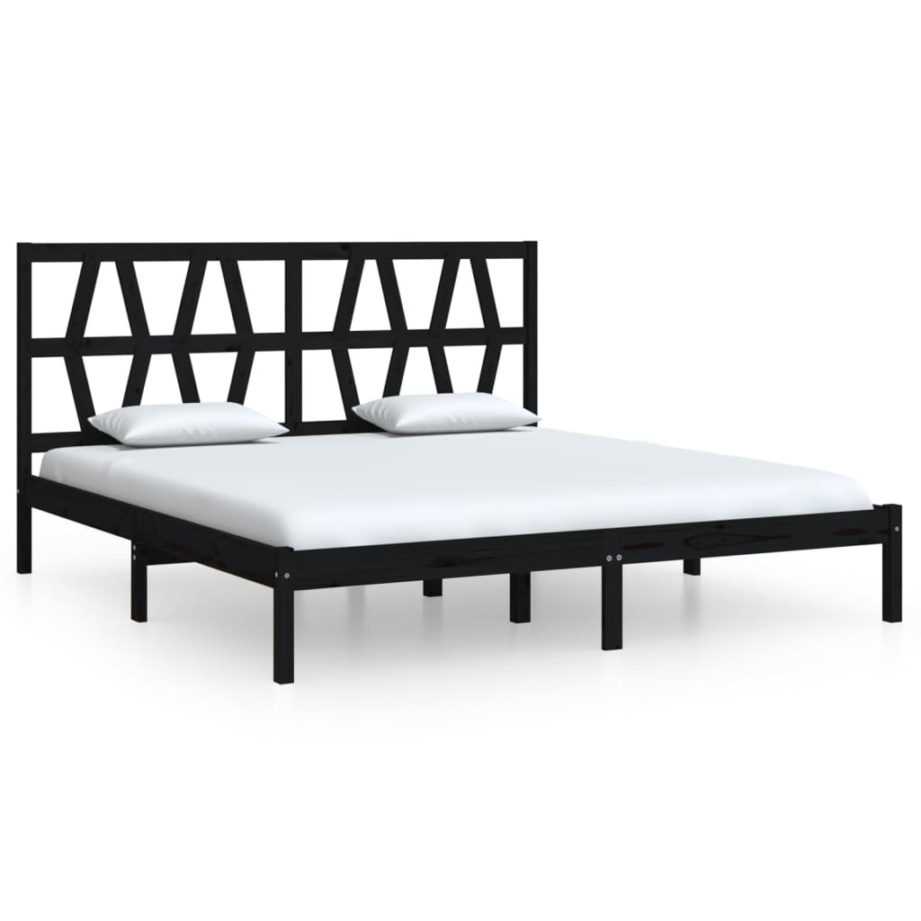 Massivholzbett Schwarz Kiefer 180x200 cm 6FT Super King