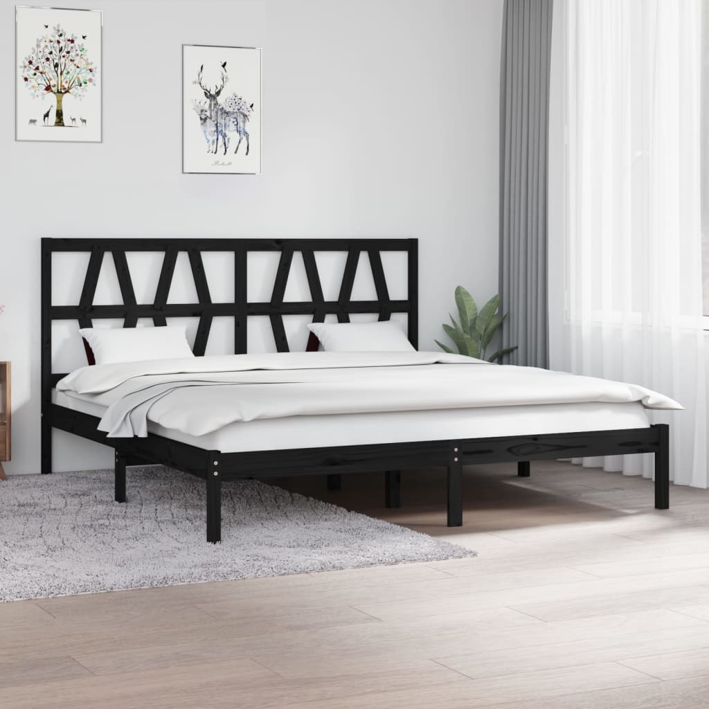 Massivholzbett Schwarz Kiefer 180x200 cm 6FT Super King