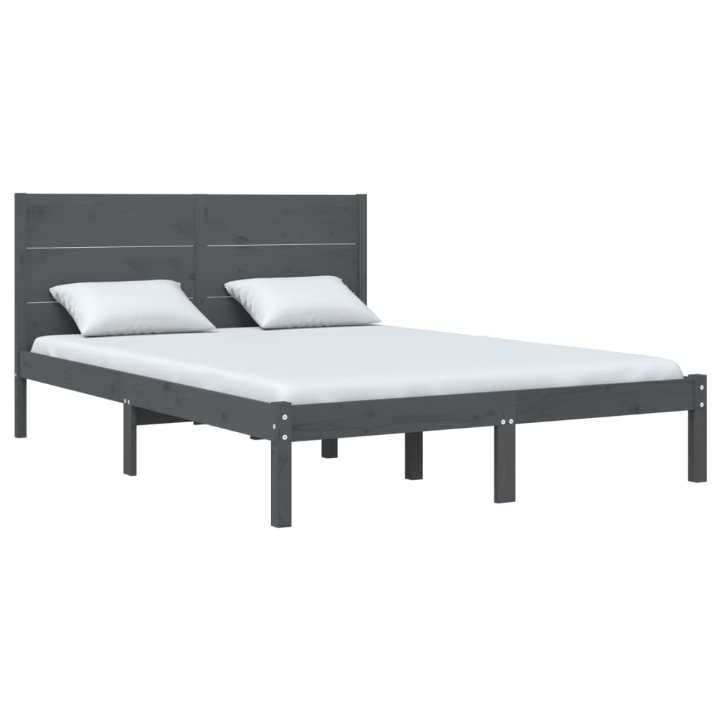 Massivholzbett Grau 150x200 cm 5FT King Size