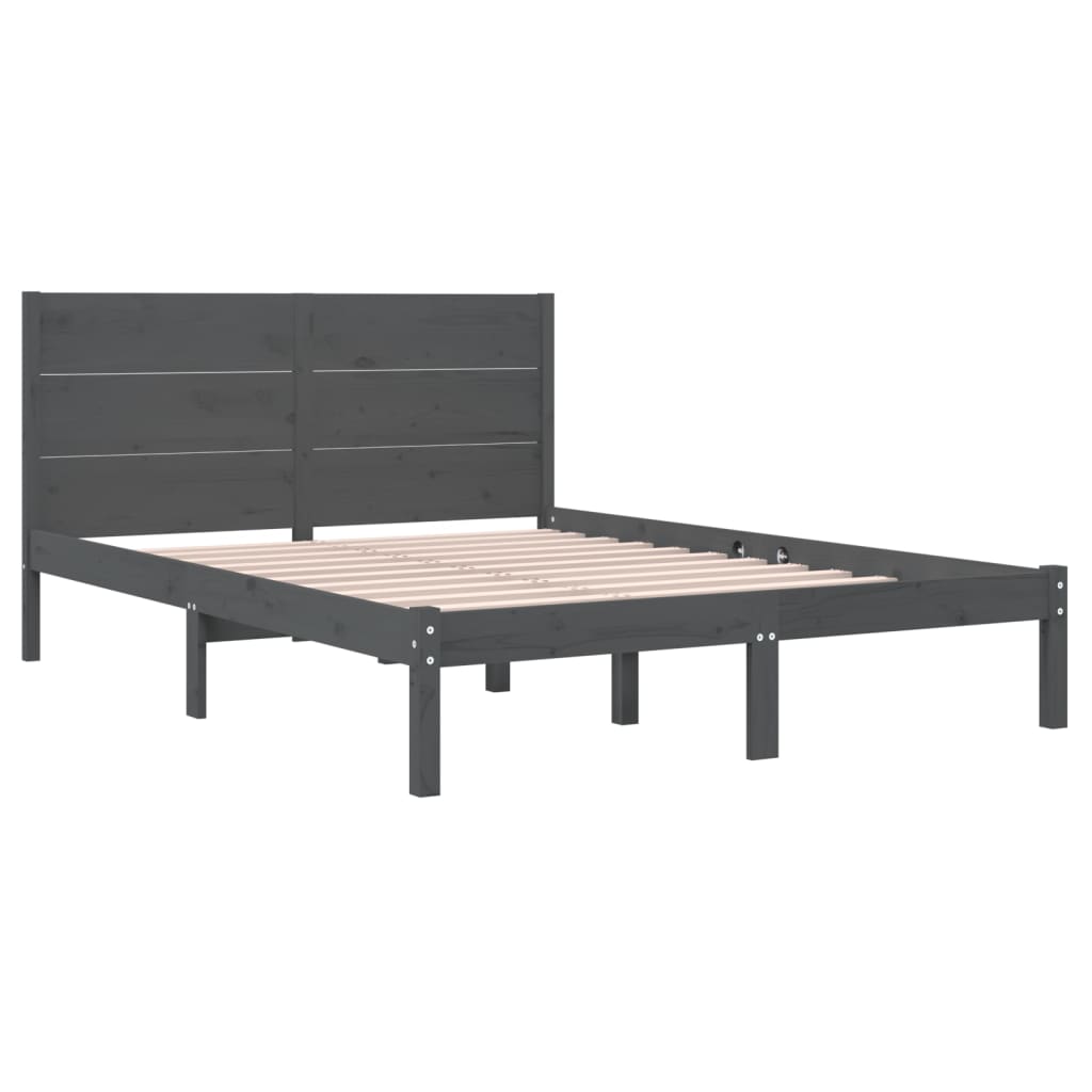 Massivholzbett Grau 150x200 cm 5FT King Size