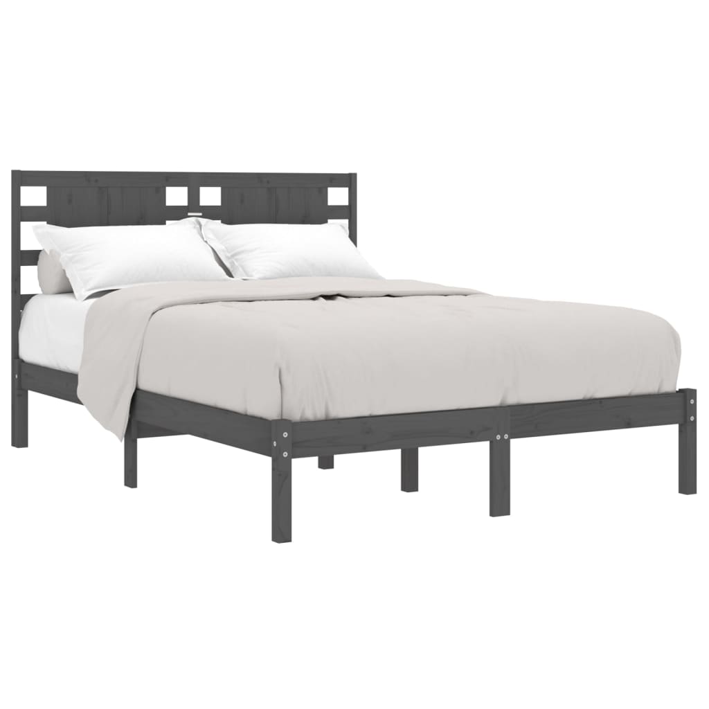 Massivholzbett Grau 135x190 cm 4FT6 Double