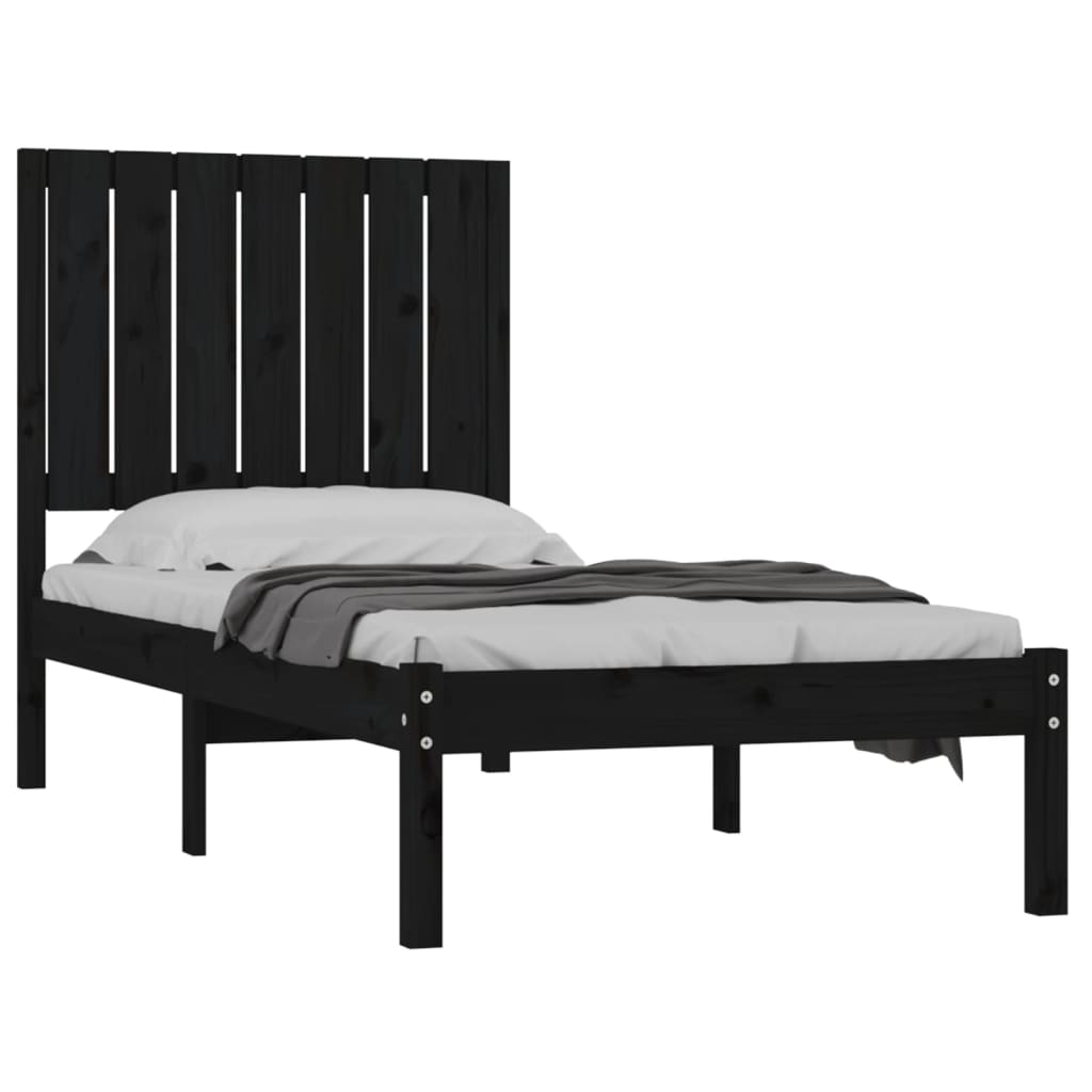 Massivholzbett Schwarz 75x190 cm