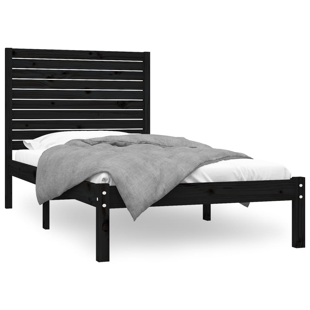 Massivholzbett Schwarz 100x200 cm