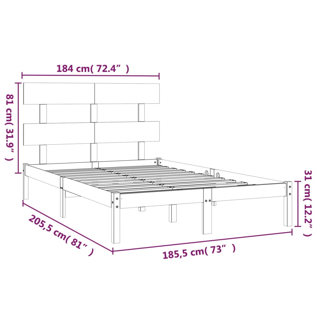 Massivholzbett Honigbraun 180x200 cm 6FT Super King
