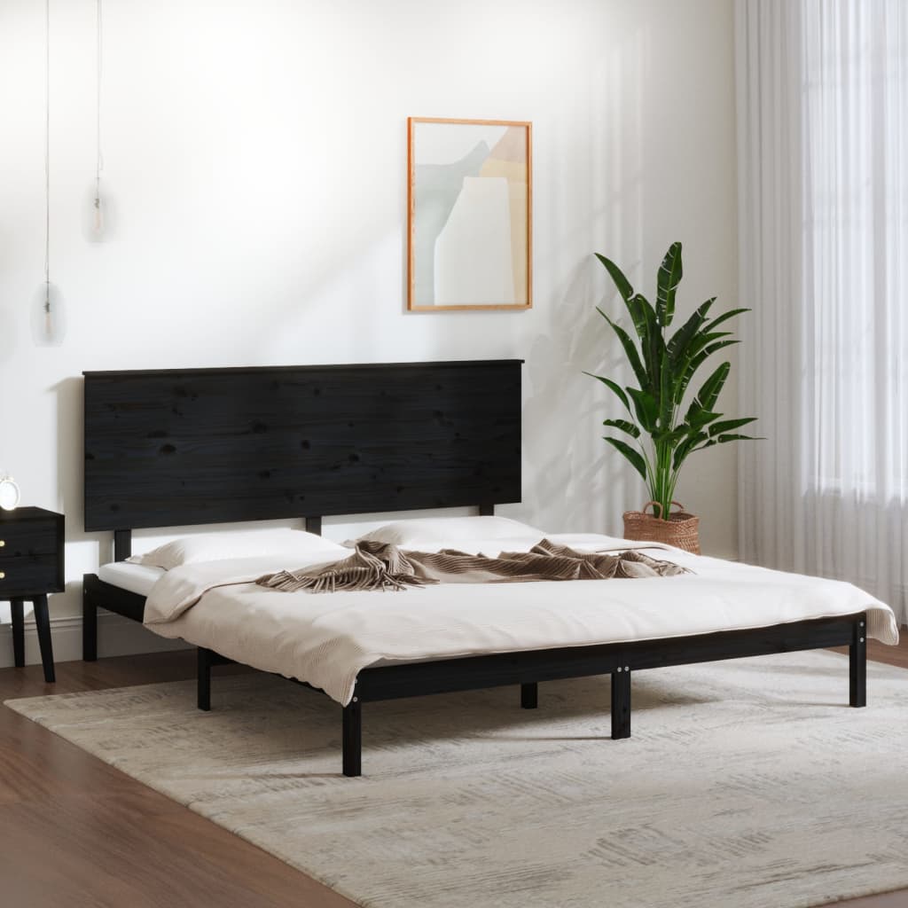 Massivholzbett Schwarz Kiefer 160x200 cm