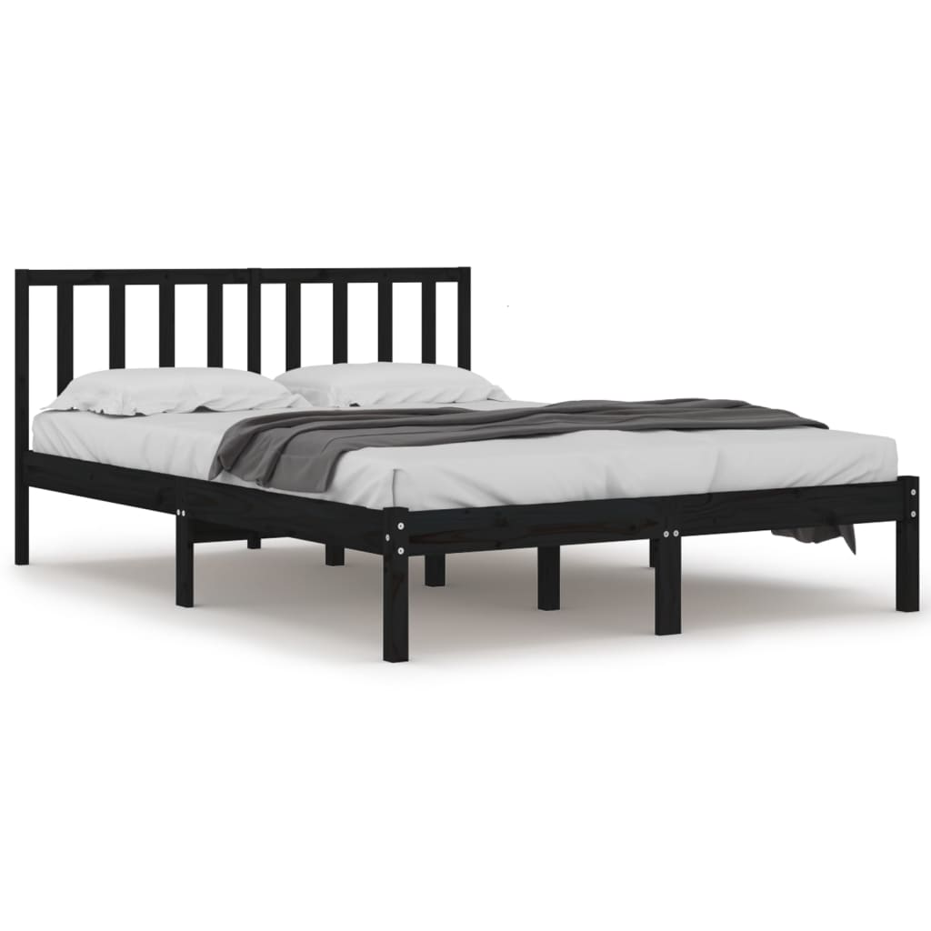 Massivholzbett Schwarz Kiefer 120x190 cm 4FT Small Double
