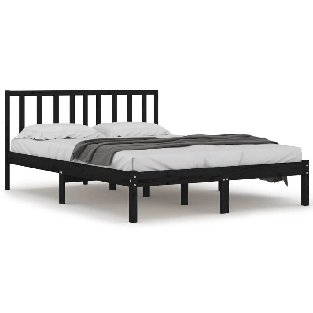 Massivholzbett Schwarz Kiefer 135x190 cm 4FT6 Double