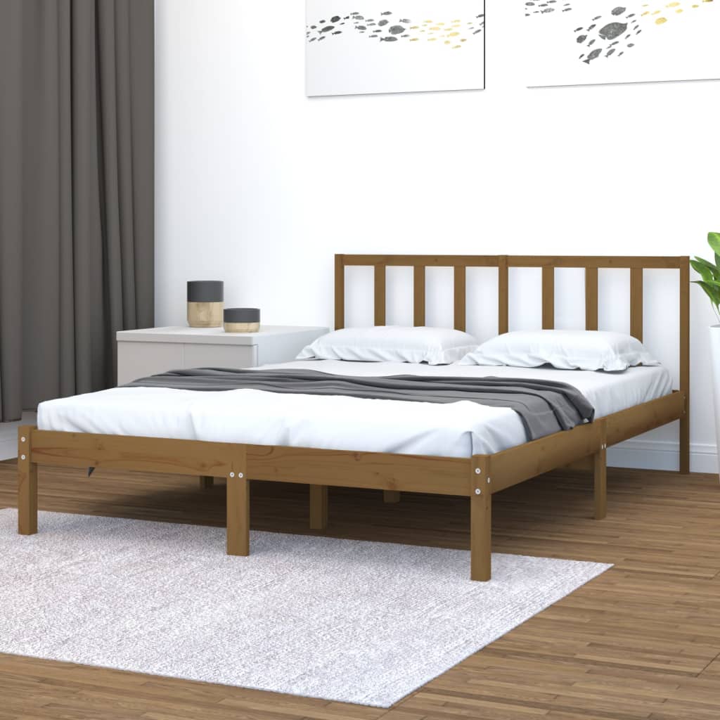 Massivholzbett Honigbraun Kiefer 150x200 cm 5FT King Size