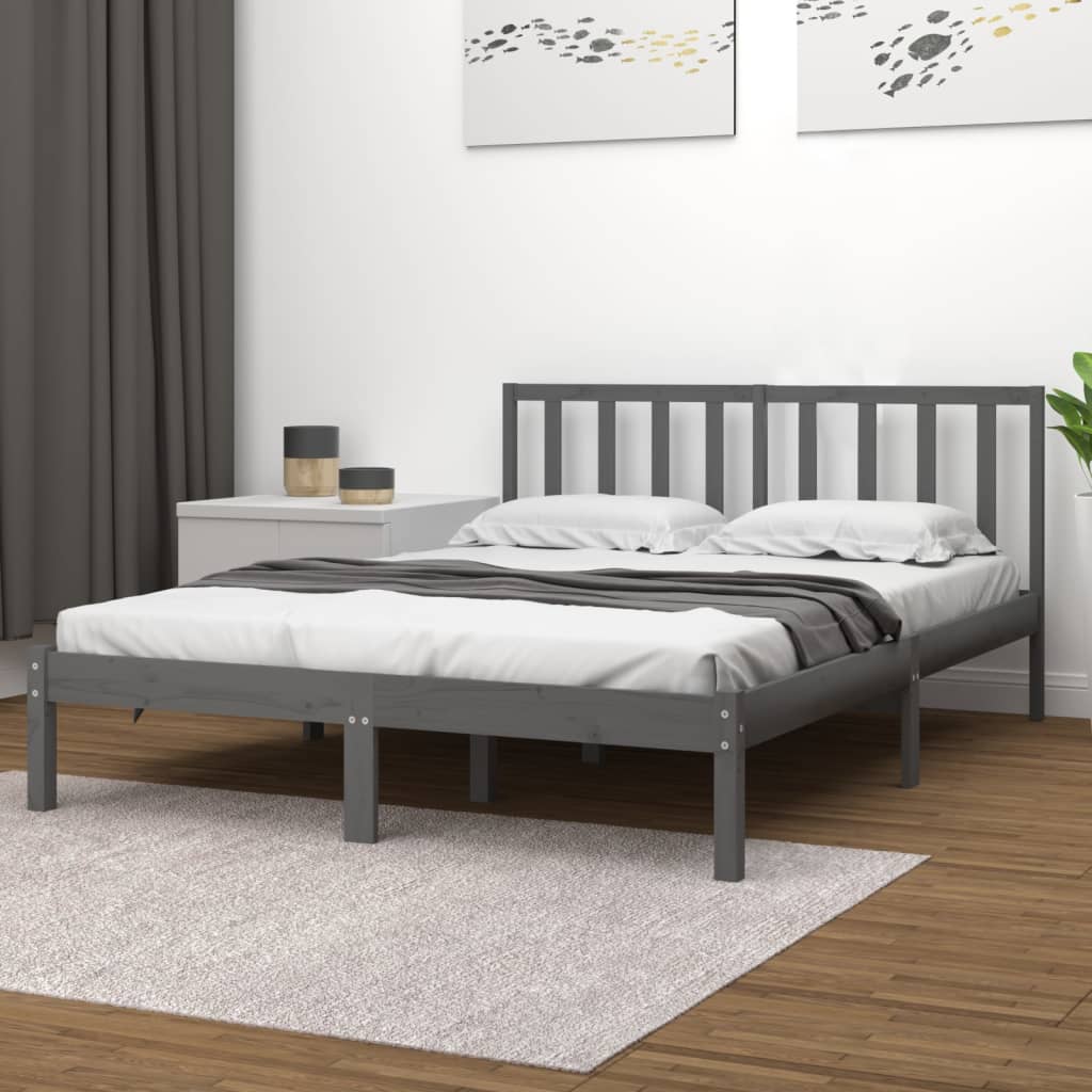 Massivholzbett Grau Kiefer 180x200 cm 6FT Super King