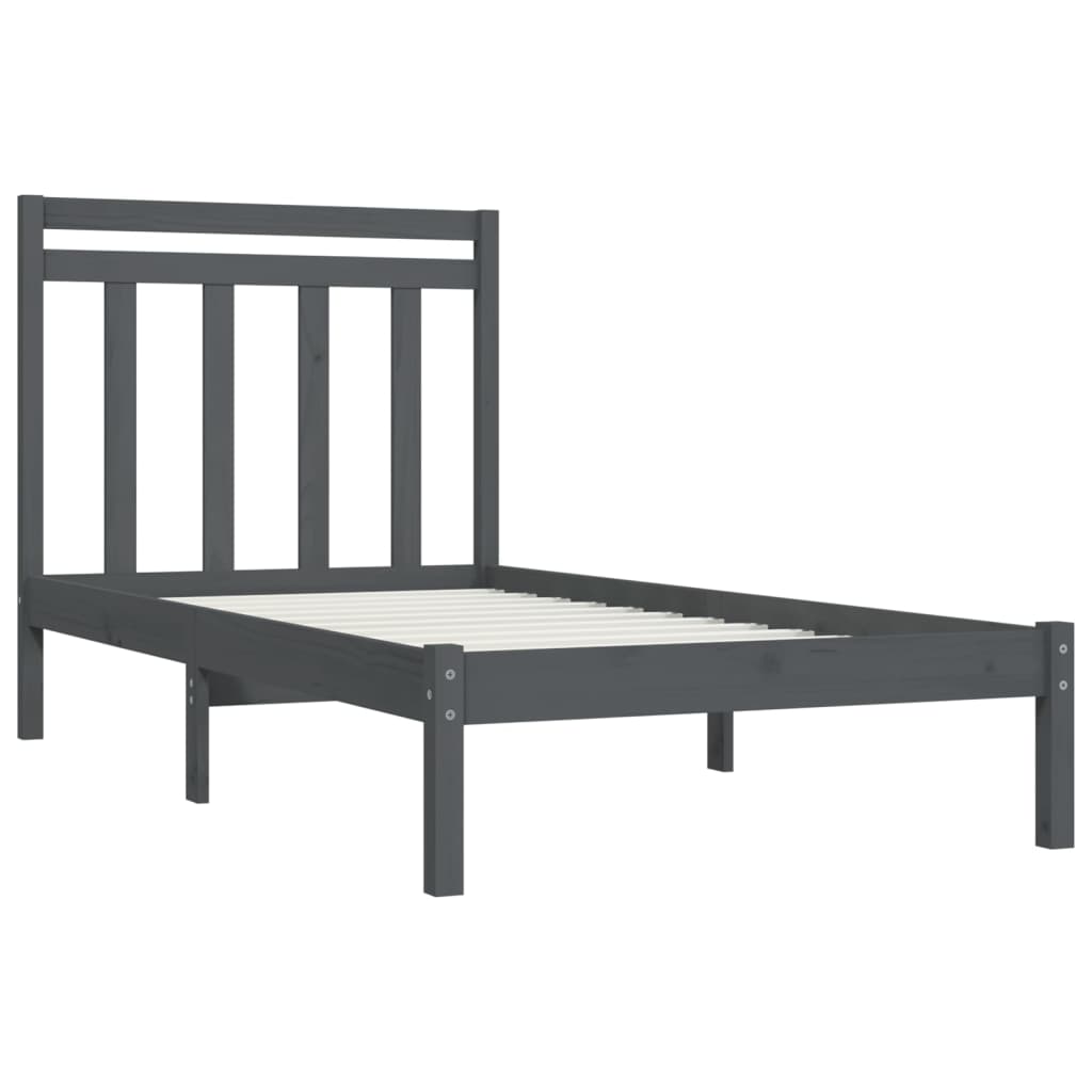 Massivholzbett Grau 90x200 cm