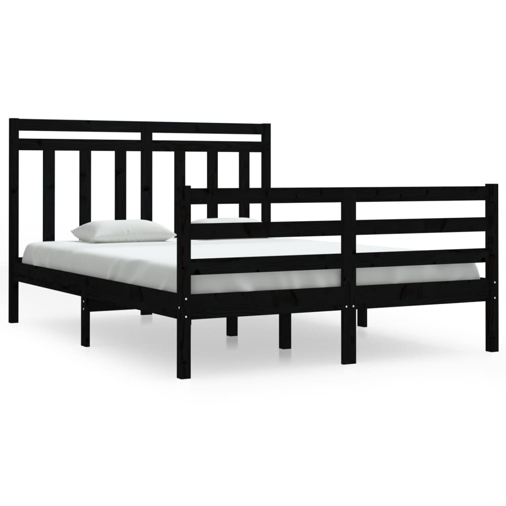 Massivholzbett Schwarz 140x190 cm