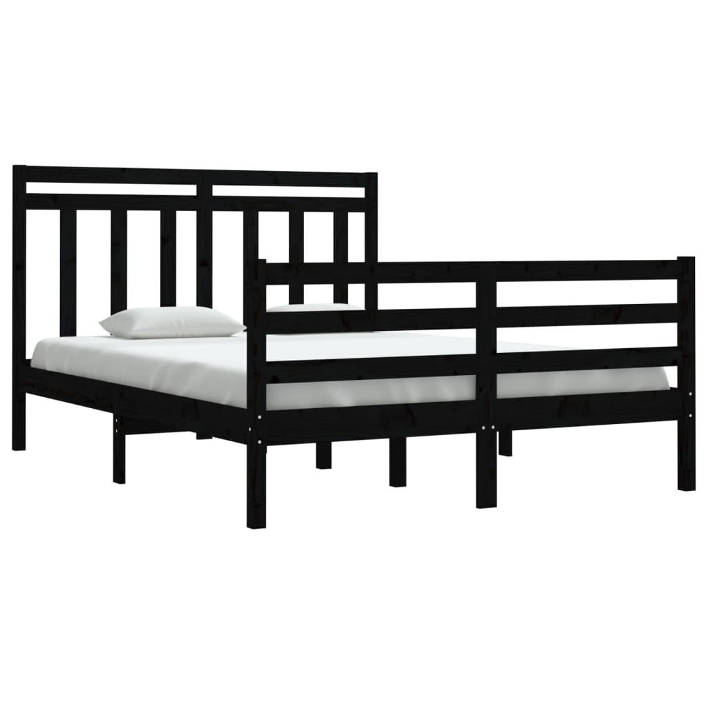Massivholzbett Schwarz 140x190 cm